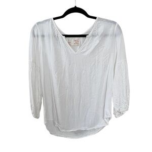 JACKSON ROWE V-Neck Popover Blouse White S